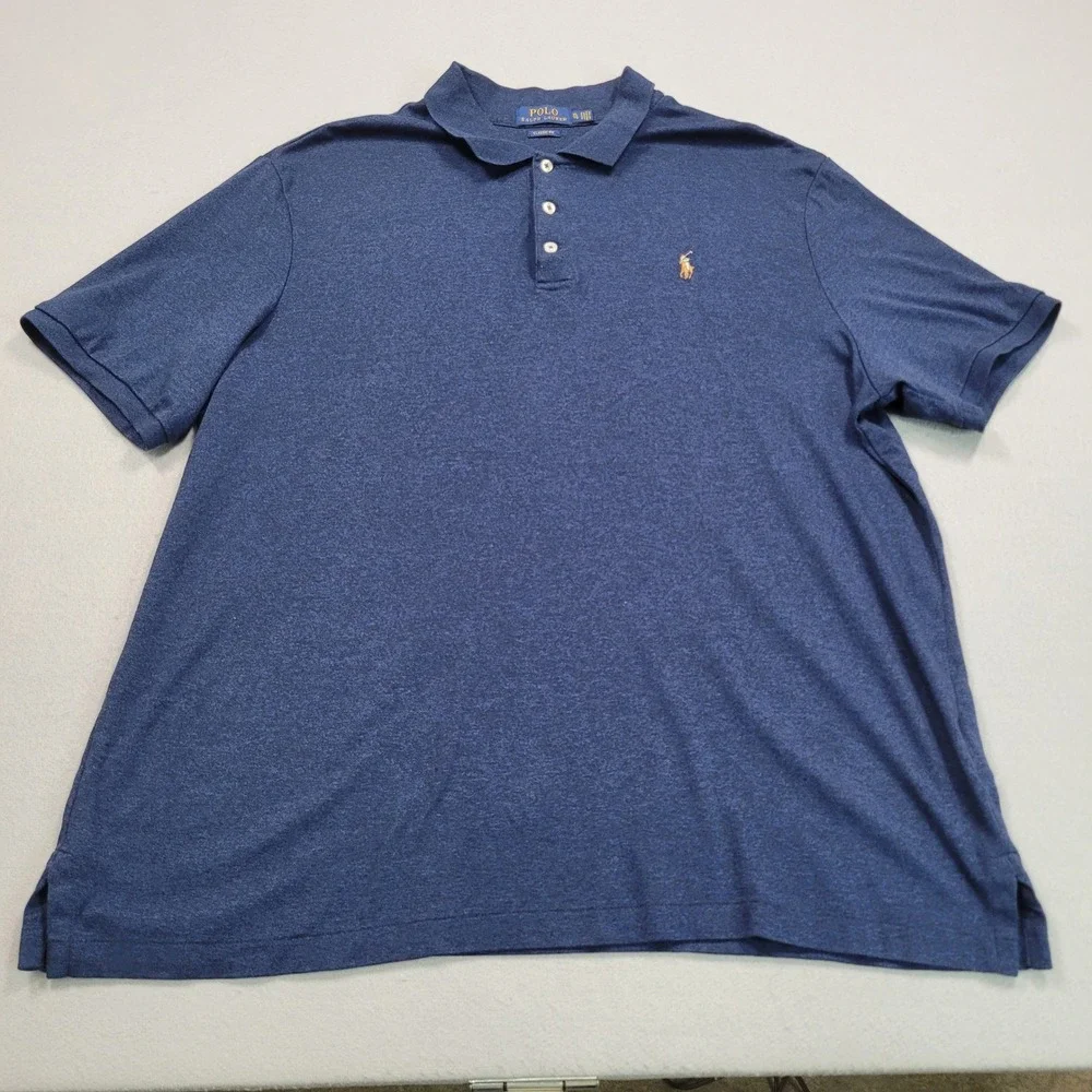Polo Ralph Lauren Mens XL Blue Heather Short Sleeve Classic Fit Polo Shirt